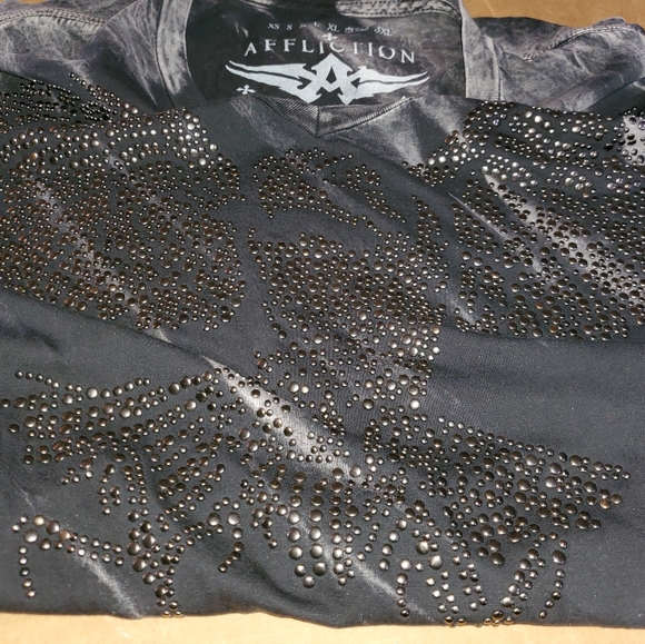 Affliction 100% Cotton Studded T-shirt 2XL, NWT - Picture 4 of 8